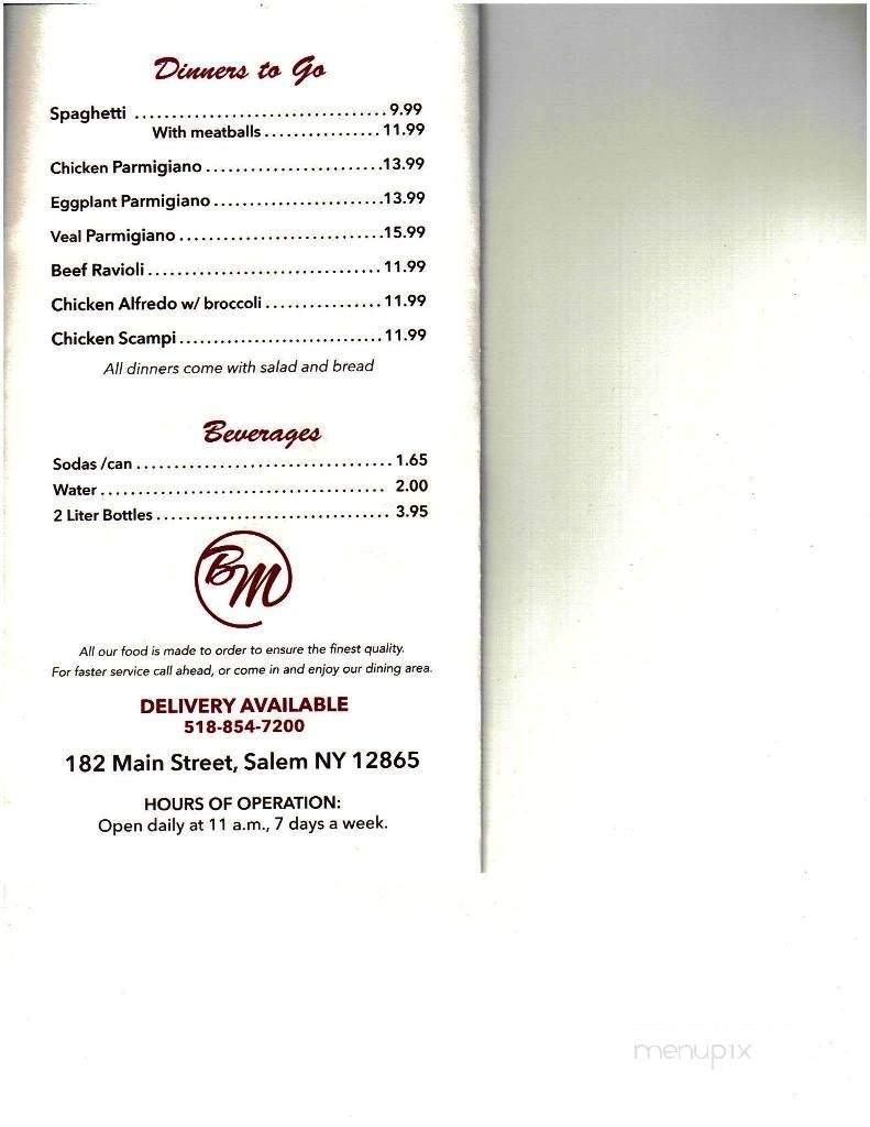 Brooklyn Marie's - Salem, NY menu_pic
