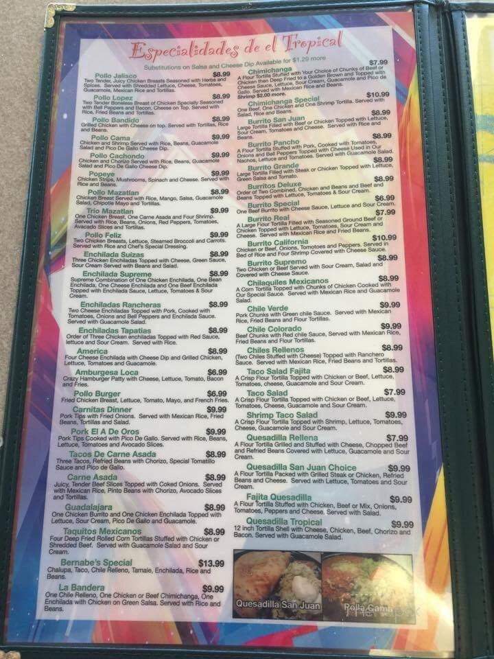 Tropical Mexican Restaurant - WaKeeney, KS menu_pic
