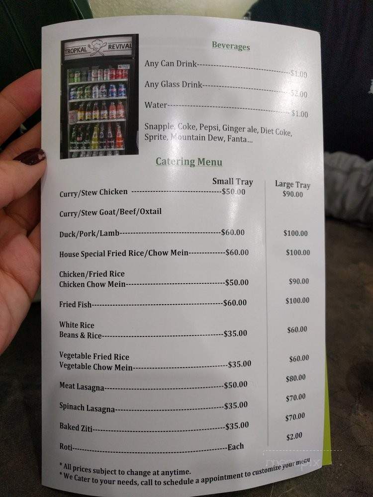 Tropical Revival Restaurant & Catering - Whitestone, NY menu_pic