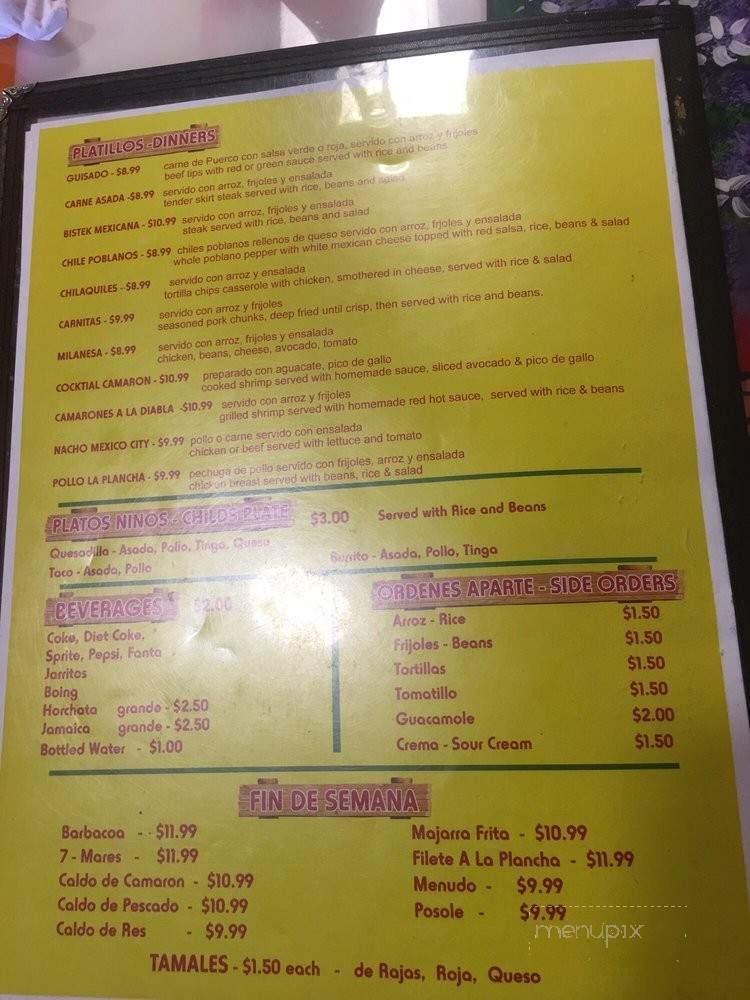 Mexico City - Jeffersonville, IN menu_pic