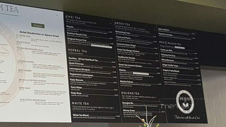 Hojas Tea House - Long Beach, CA menu_pic