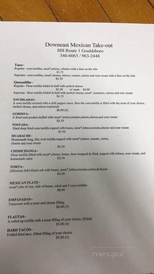 Downeast Mexican Takeout - Gouldsboro, ME menu_pic