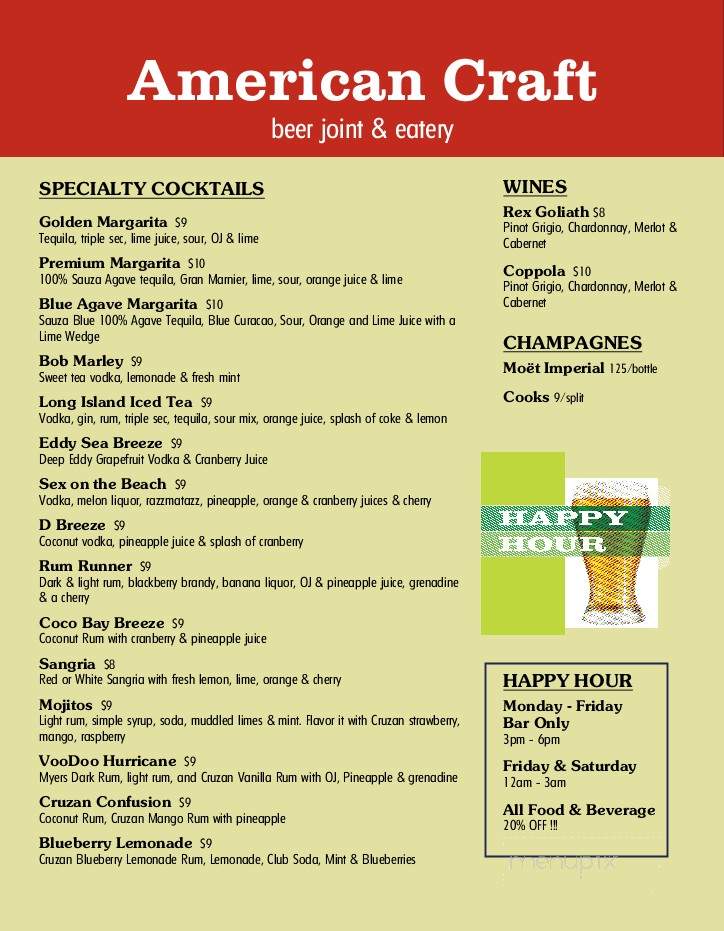 American Craft - Atlantic City, NJ menu_pic