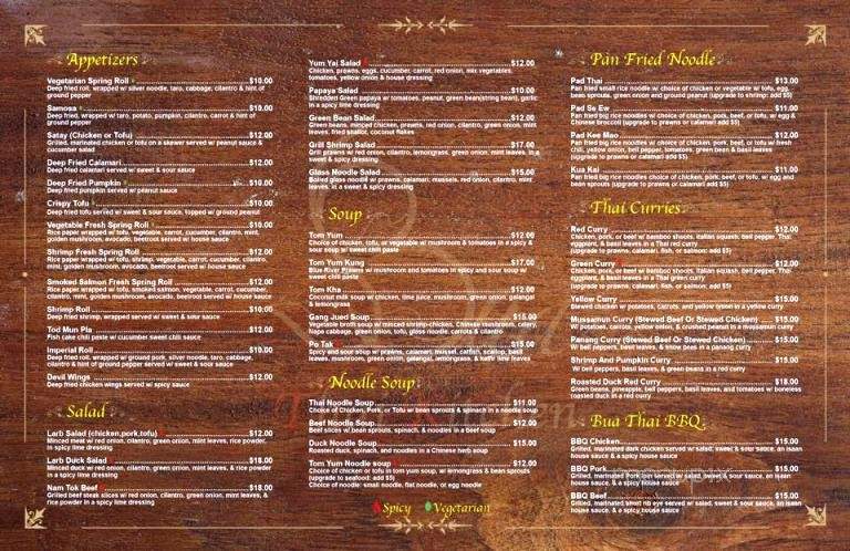 Bua Thai Kitchen - Sausalito, CA menu_pic