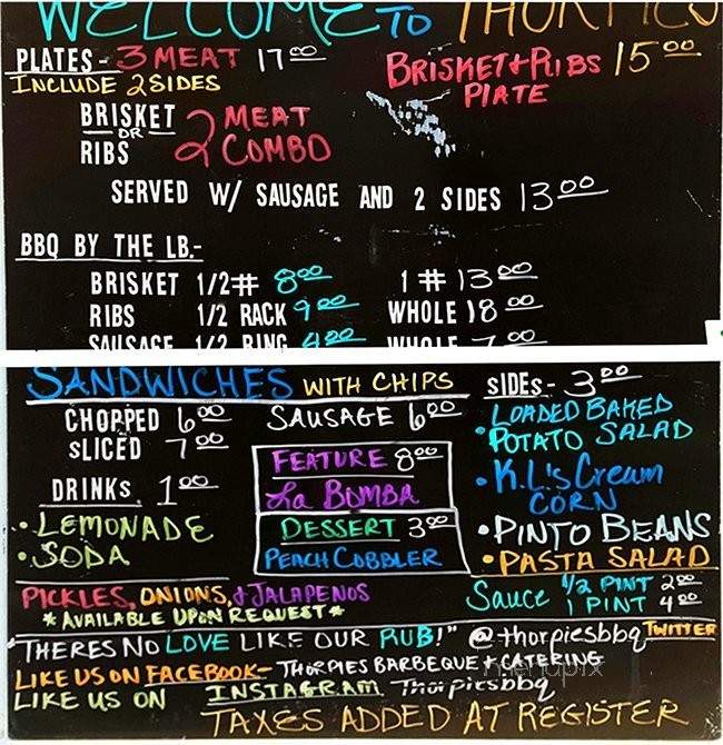 Thorpie's BBQ & Catering - Sonora, TX menu_pic
