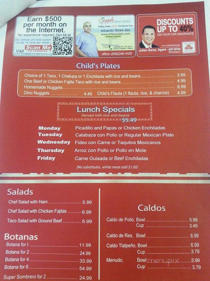 Diana's Diner - Weslaco, TX menu_pic