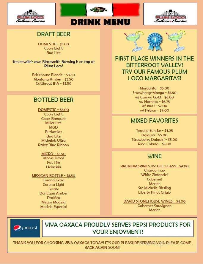 Viva Oaxaca - Stevensville, MT menu_pic