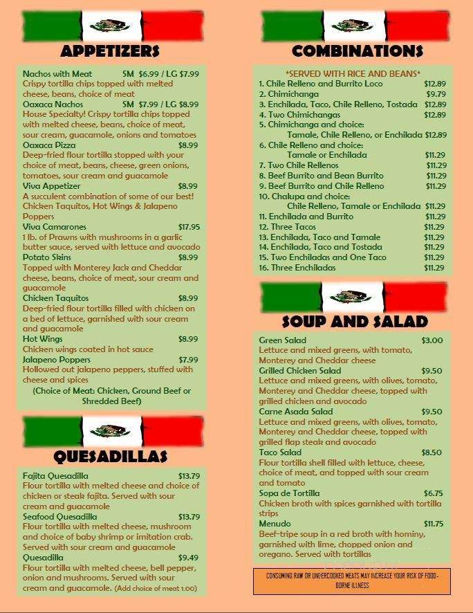 Viva Oaxaca - Stevensville, MT menu_pic