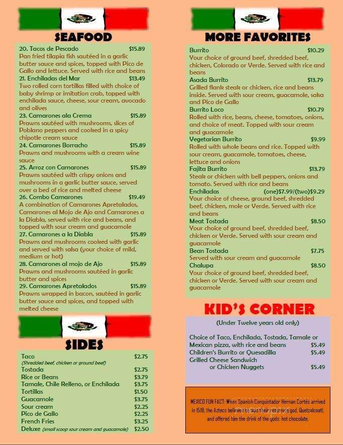 Viva Oaxaca - Stevensville, MT menu_pic