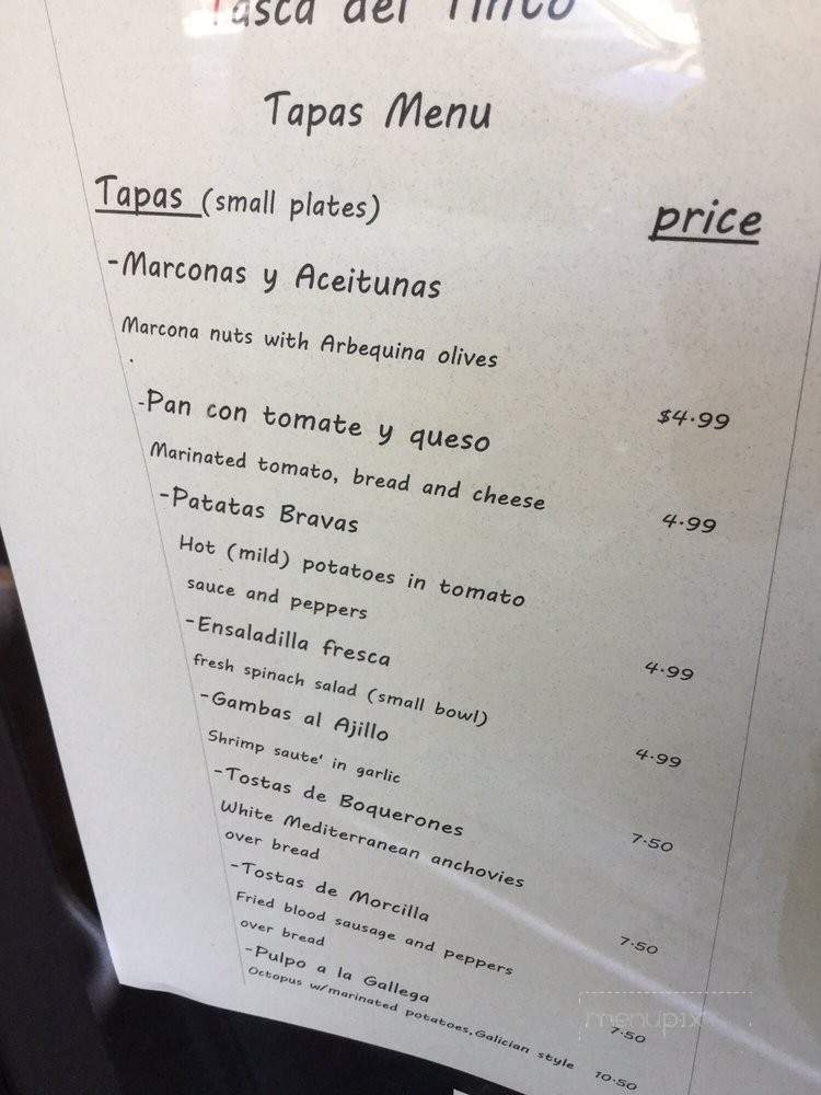Tasca Del Tinto - Bellingham, WA menu_pic