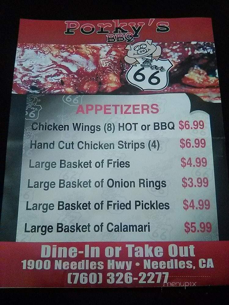 /28380930/Porkys-BBQ-and-66-Bar-Menu-Needles-CA - Needles, CA