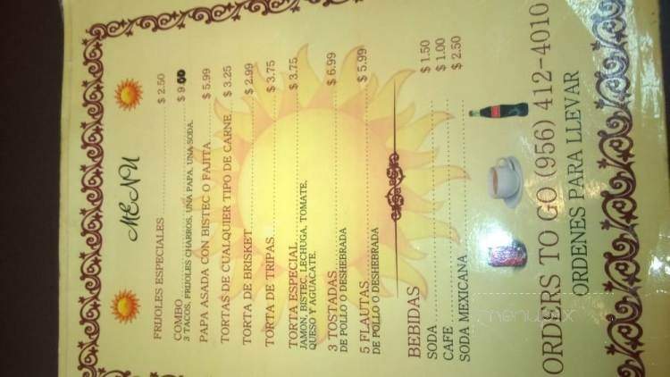 Taqueria La Fogata - Harlingen, TX menu_pic
