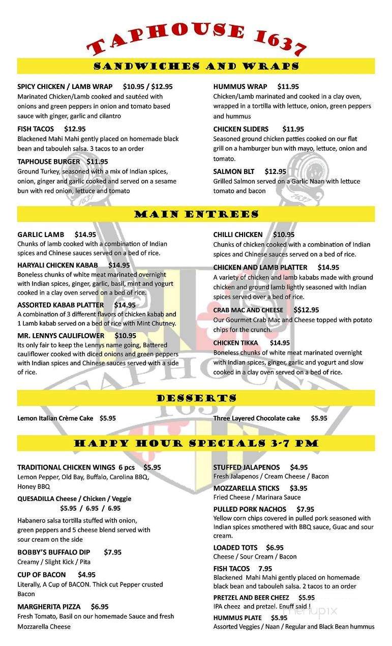 /28387255/Taphouse-1637-Menu-California-MD - California, MD