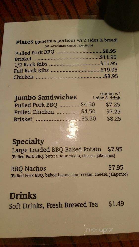 Big Al's Barbeque - Lebanon, TN menu_pic