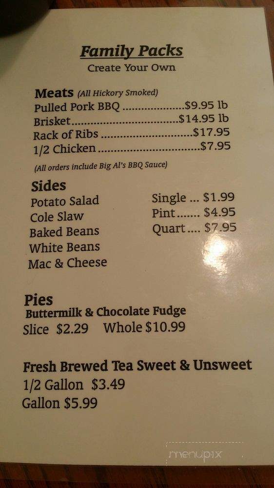 Big Al's Barbeque - Lebanon, TN menu_pic