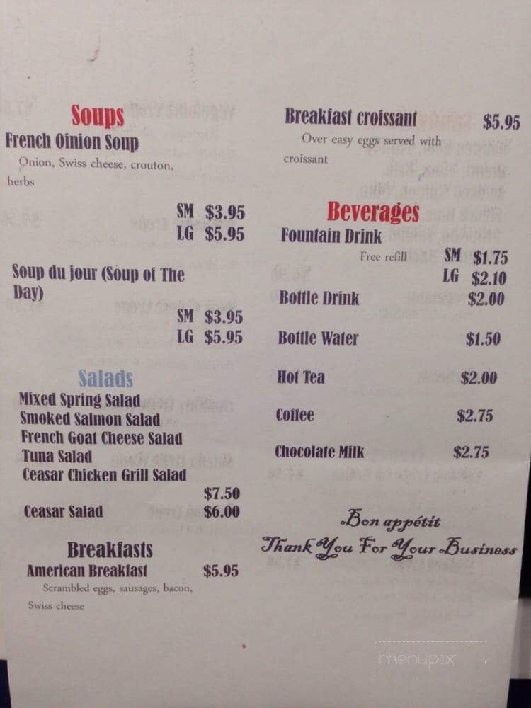 Paris Sweet Patisserie - Houston, TX menu_pic