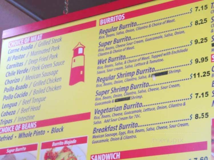 Taqueria El Farolito - San Francisco, CA menu_pic