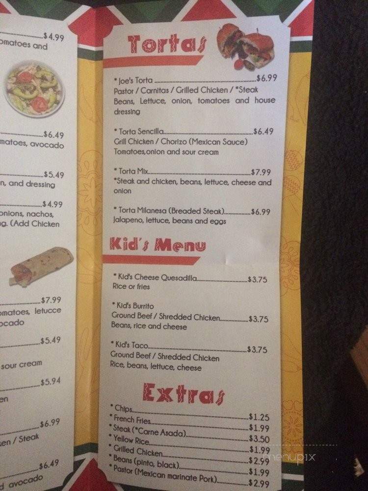 Joes Tacos - Kennesaw, GA menu_pic