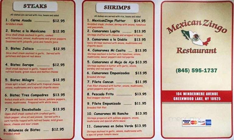 MexicanZingo Restaurant - Greenwood Lake, NY menu_pic