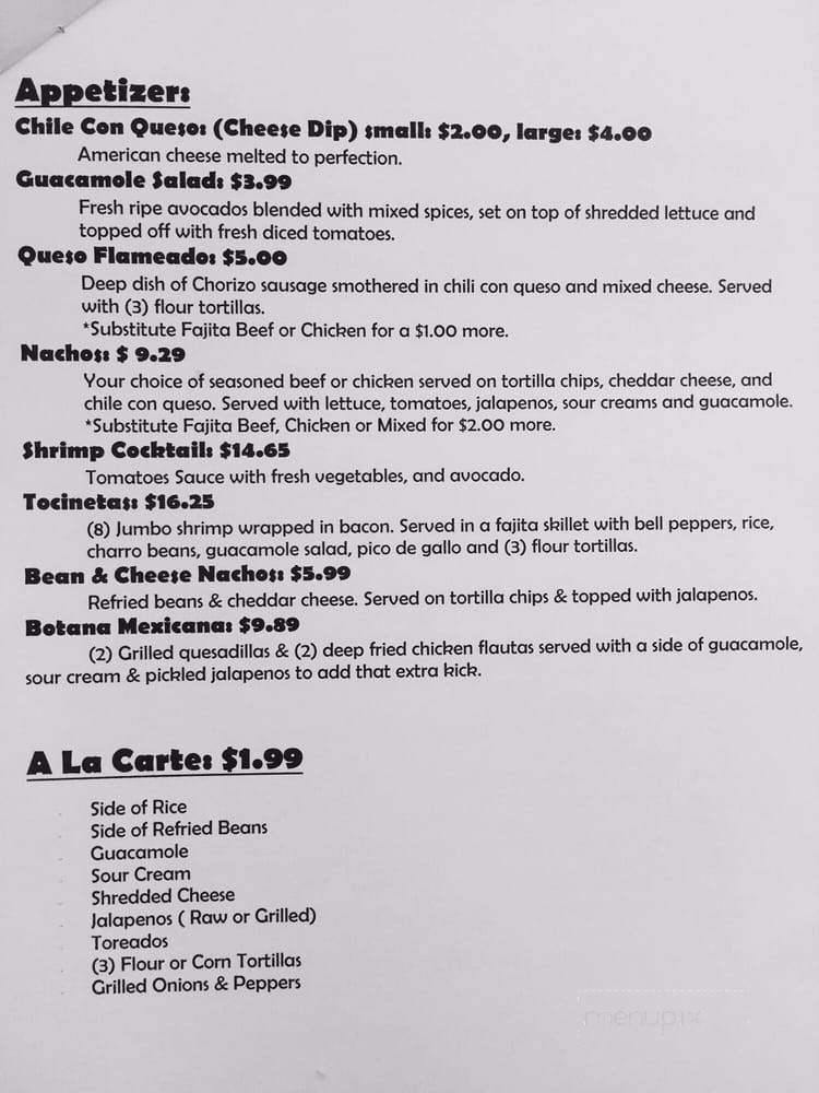 El Potrillo Mexican Grill - Lake Charles, LA menu_pic