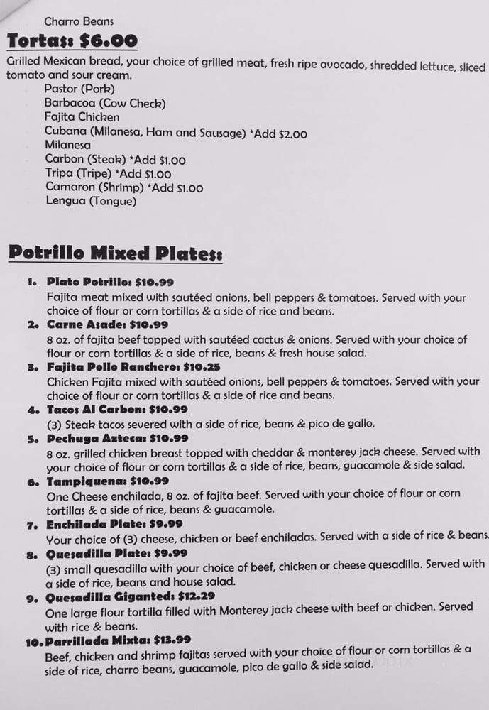 El Potrillo Mexican Grill - Lake Charles, LA menu_pic