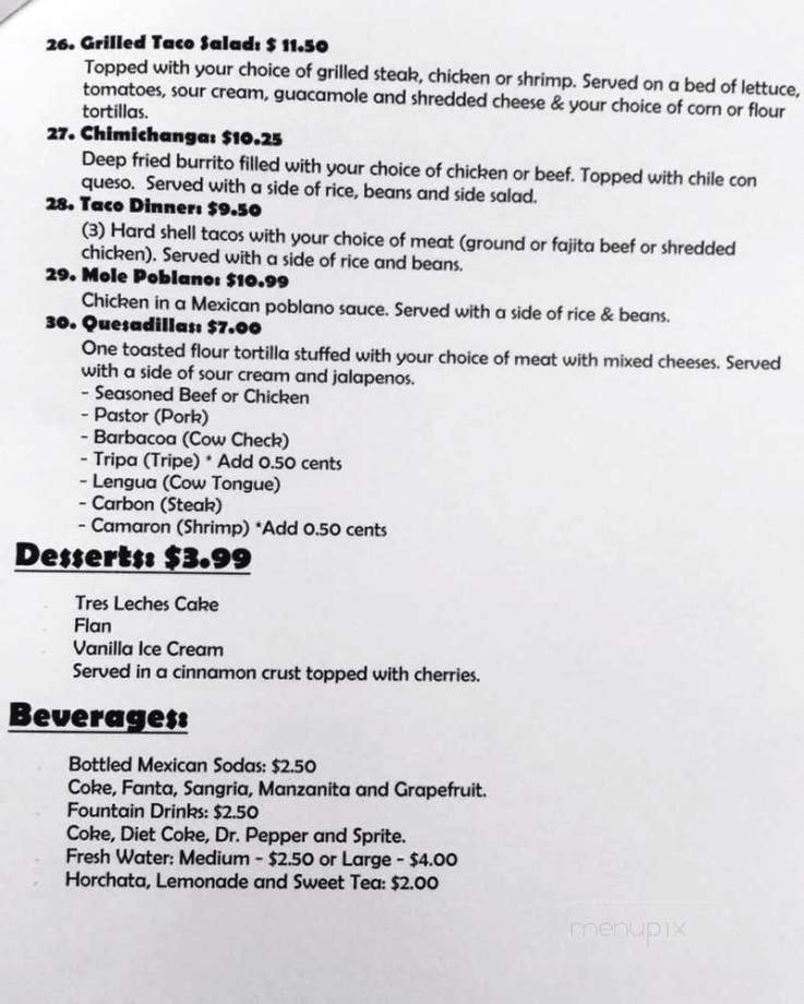 El Potrillo Mexican Grill - Lake Charles, LA menu_pic