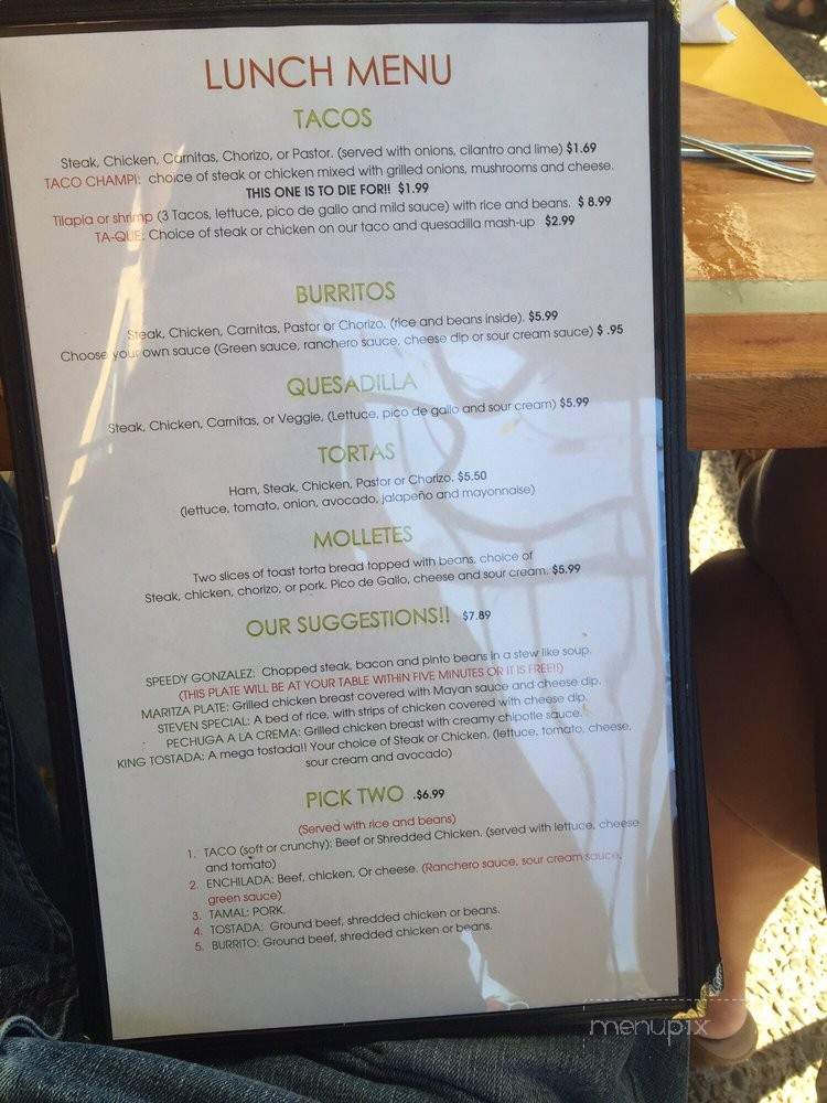Sabor Guacamole - Fayetteville, AR menu_pic