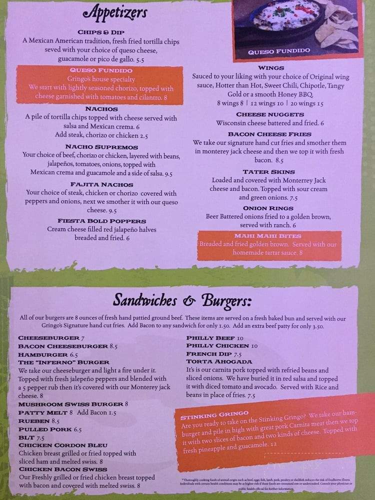 Gringos Mexican Bar And Grill - Hinton, IA menu_pic