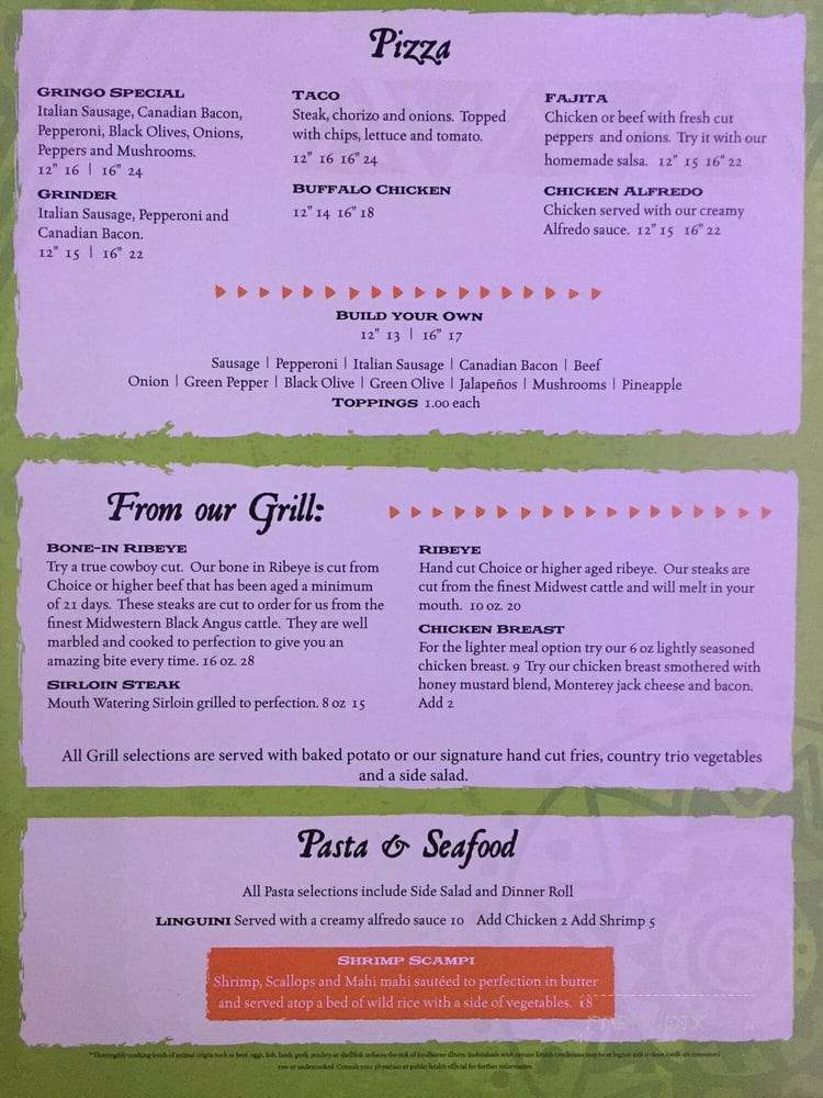 Gringos Mexican Bar And Grill - Hinton, IA menu_pic