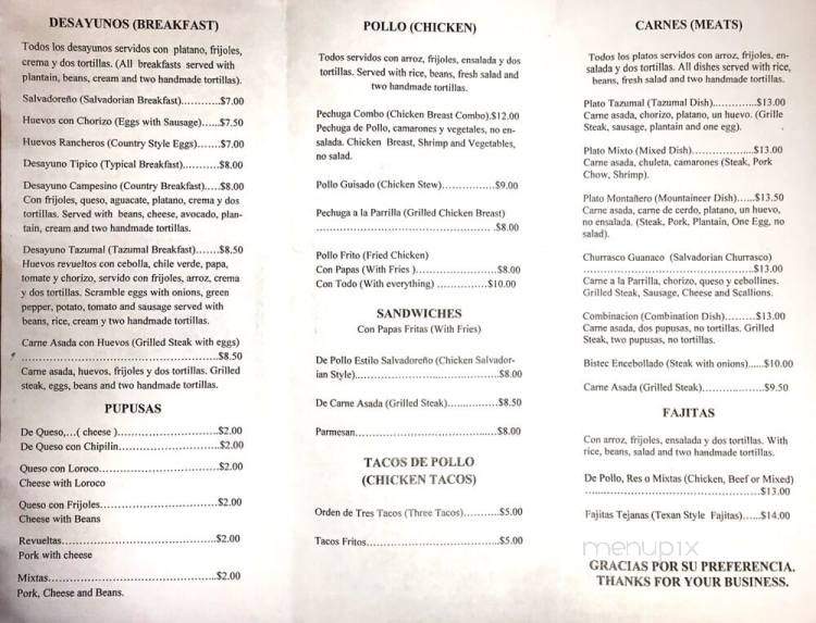 El Salvadoreno - New York, NY menu_pic