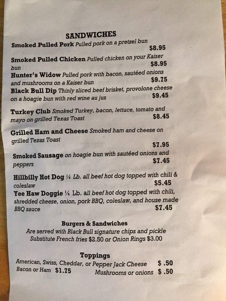 Black Bull BBQ & Grill - Zeeland, MI menu_pic