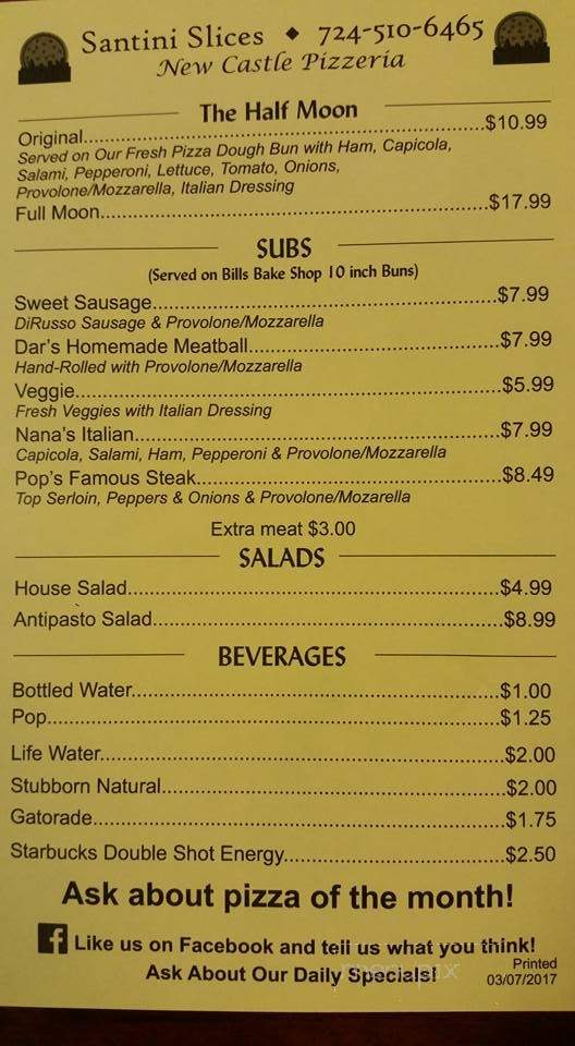 Santini Slices - New Castle, PA menu_pic