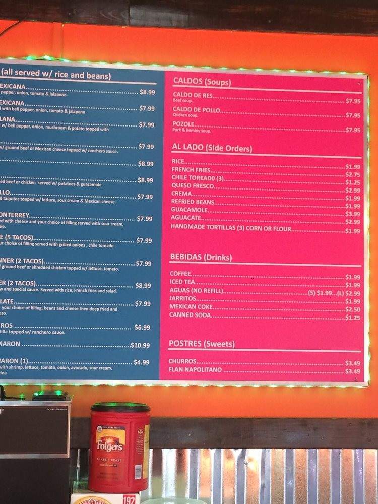 El Taco Shop - Mocksville, NC menu_pic