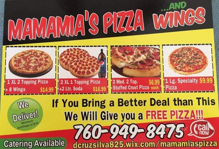 Mama Mia's Pizza & Wings - Hesperia, CA menu_pic