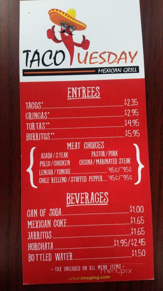 Taco Tuesday - Wood Dale, IL menu_pic