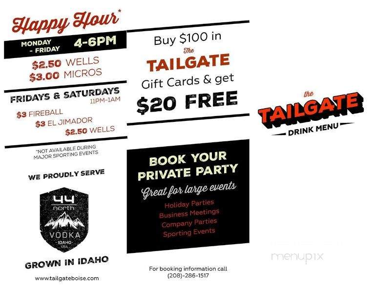 The Tailgate Sports Bar & Grill - Boise, ID menu_pic