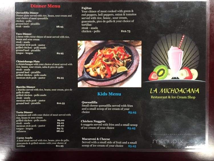 LA Michoacana Real - Fond du Lac, WI menu_pic