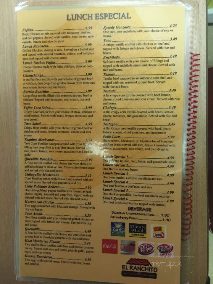 El Ranchito - Camden, AR menu_pic