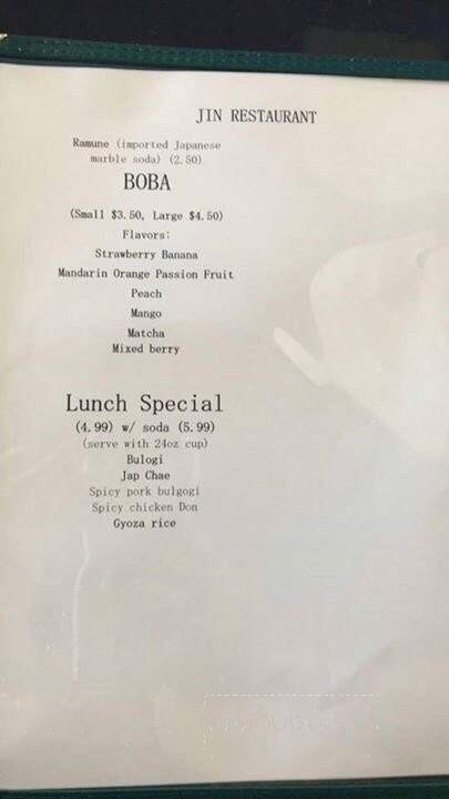 Jin's Restaurant Korean and Japanese Cuisine - Syracuse, UT menu_pic