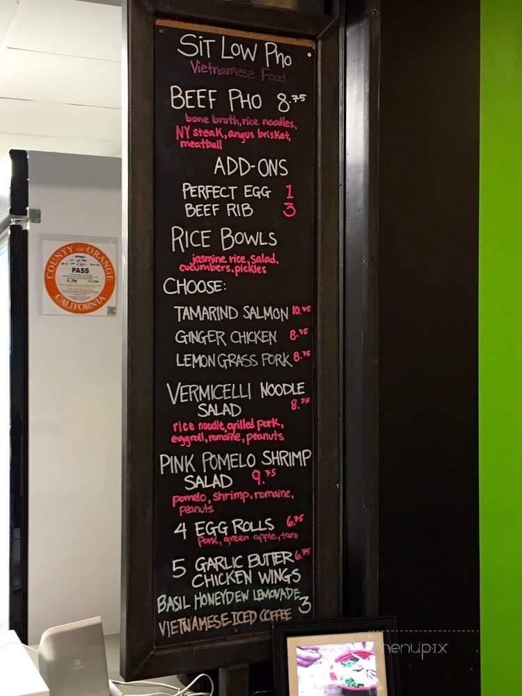 Sit Low Pho - Santa Ana, CA menu_pic