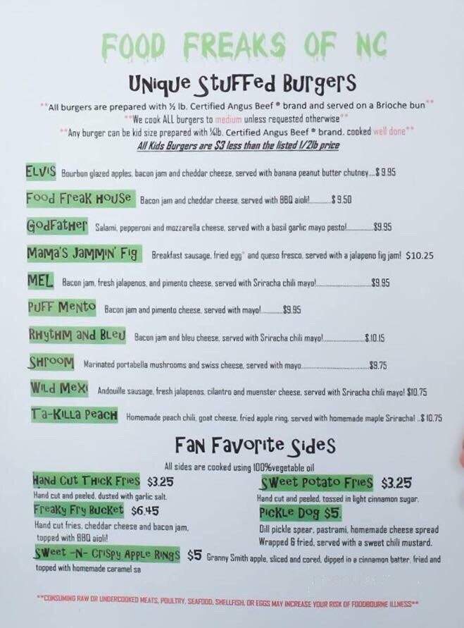 Food Freaks - Winston-Salem, NC menu_pic