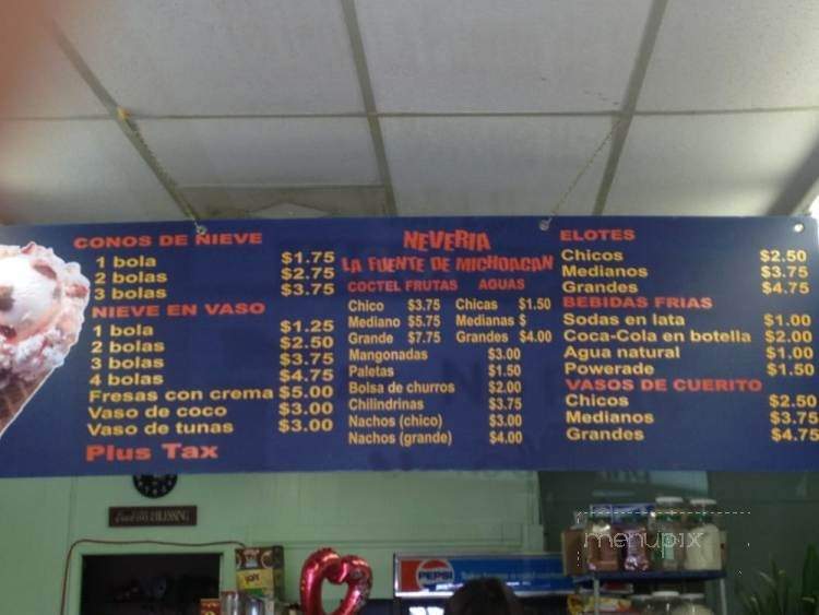 Neveria La Fuente De Michoac - Oklahoma City, OK menu_pic