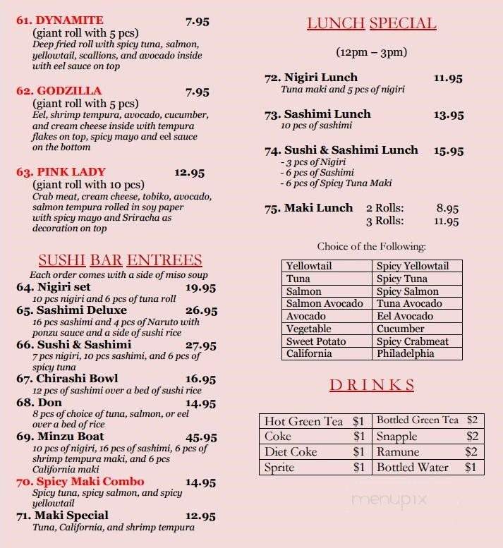 Minzu Sushi - Salem, MA menu_pic