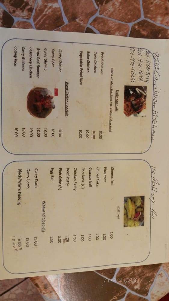 Bibi Caribbean Kitchen - Jersey City, NJ menu_pic