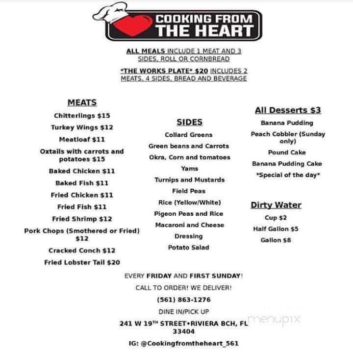 Cooking From The Heart - Riviera Beach, FL menu_pic