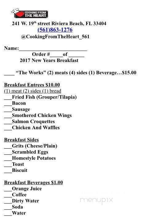 Cooking From The Heart - Riviera Beach, FL menu_pic