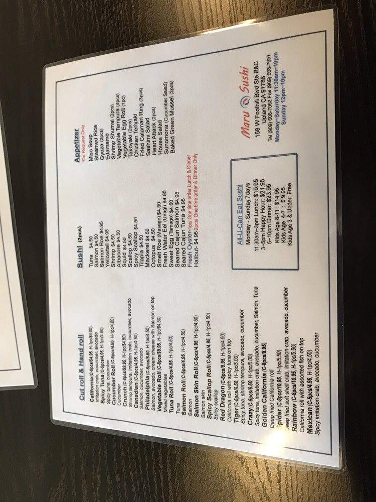 Maru Sushi - Upland, CA menu_pic
