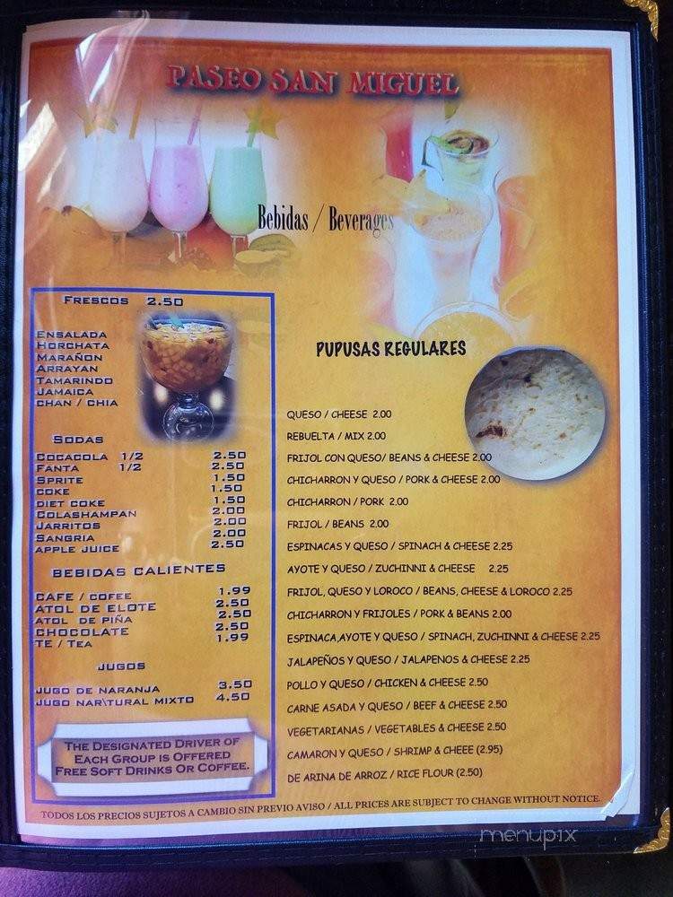 Paseo San Miguel - Los Angeles, CA menu_pic