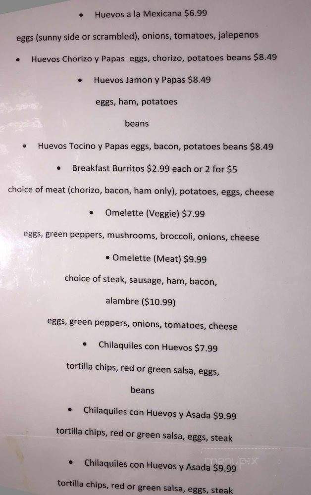 La Nueva Taqueria - Plainfield, IL menu_pic
