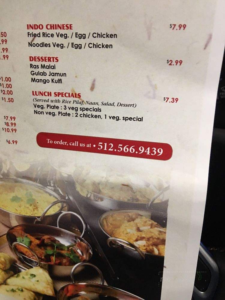 Masala Grill - Austin, TX menu_pic